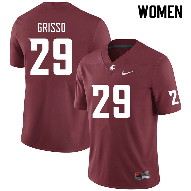 Women #29 Gatlin Grisso Washington State Cougars College Football Jerseys Sale-Crimson